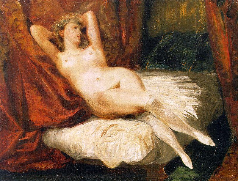 Eugene Delacroix Female Nude Reclining on a Divan France oil painting art